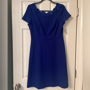 Blue dress with pretty neck line design